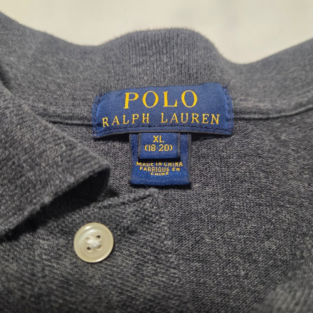 Polo Ralph Lauren Mens XL Charcoal Grey Long Sleeve Pique Polo Shirt RL16 Logo - Picture 3 of 10